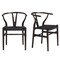 Homeroots Set of Two Brown and Black Solid Wood Wishbone Back Dining Arm Chairs 653934 - alternate 8