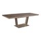 Homeroots 71" Gray Wood and Metal Self-Storing Leaf Pedestal Base Extendable Dining Table 555165 - alternate 1