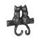 Homeroots Two Hook 5in Black Cast Iron Cats Wall Hook 724073 - alternate 1