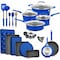 Bakken-Swiss 23-Piece Cookware Set, Blue Pots, Skillets, Bakeware, Reinforced Aluminum, Gas, Electric, Induction BKCWBLUE23 - alternate 1