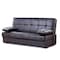 Homeroots 75" Brown Faux Leather Convertible Futon Sleeper Sofa And Toss Pillows With Storage 607186 - alternate 6