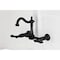 Kingston Brass Two-Handle Wall Mount Bridge Kitchen Faucet, Matte Black KS1260PKL - alternate 4