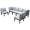 Leisuremod Chelsea 6-Piece Patio Sectional Black Aluminum With Cushions, Light Grey CSBL-6LGR - alternate 9