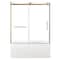 Kingston Brass 60" Acrylic Alcove Left-Hand Drain Tub with Right Sliding Tub Door, White/Brushed Brass KVTAP603622L7 - alternate 1