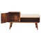 Homeroots 35in Cream and Chestnut Boucle and Solid Wood Upholstered Bench With Cabinet And Shelf 657375 - alternate 6