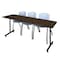 Regency Kobe T-Base Training Seminar Table W/ 2 M Stack Chairs, 84 in W, 24 in L, Neo Walnut MKTRCT8424NW47GY - alternate 1