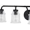 Vaxcel Toledo 4 Light Black Industrial Bathroom Vanity Fixture Clear Glass W0351 - alternate 8