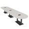Skutchi Designs Racetrack Conference Table With Power, 48 in W, 216 in L, Ivory HAR-RAC-48X216-DOU.BK-K458-EBLK - alternate 1