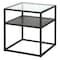 Homeroots 22" Black And Clear Glass And Steel Square End Table With Shelf 544184 - alternate 6