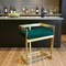 Homeroots 30" Green and Gold Metal and Velvet Low Back Bar Height Bar Chair 555116 - alternate 5