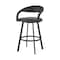 Homeroots 26" Black Faux Leather and Iron Low Back Counter Height Swivel Bar Chair 569182 - alternate 7