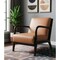 Homeroots 26" Tan and Dark Brown Genuine Leather and Solid Wood Arm Chair 606022 - alternate 5