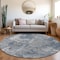 Homeroots 8' Round Blue Round Abstract Washable Non Skid Indoor Outdoor Area Rug 564238 - alternate 6