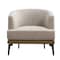 Homeroots 29" Beige Camel and Black Tufted Linen Solid and Manufactured Wood Barrel Chair 653112 - alternate 1