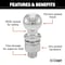 Curt Hitch Ball, 2 in Dia Ball, 5/8 in Dia Shank, 2000 lb Gross Towing, Carbon Steel 40098 - alternate 3