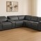 Homeroots Gray Italian Leather Modular L Shaped Six Piece Corner Sectional With Console 534865 - alternate 1