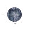 Homeroots 8' Navy Blue Black And Gray Round Abstract Washable Indoor Outdoor Area Rug 603169 - alternate 7