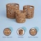 Happimess Lattice Bohemian Coastal Handwoven Water Hyacinth Rope Nesting Baskets w/Handles, Natural, Set of 3 BSK2032A-3SET - alternate 5