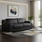 Homeroots 76in Black and Silver Italian Leather Power Reclining Loveseat 633751 - alternate 10