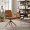 Homeroots 23" Brown Faux Leather Swivel Arm Chair 526382 - alternate 5