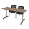 Regency Kobe Mobile T-Base Training Seminar Table W/ 2 Knight Mesh Chairs, 66 in W, 24 in L, Noble Oak MKTRCC6624NO56CBK - alternate 1