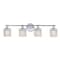 Jonathan Y Spaulding Vintage 31.5" 4-Light Iron/Chevron Pattern Glass Farmhouse Cottage LED Vanity Light, Chrome JYL3551A - alternate 1