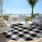Homeroots 8' Black Gray And Ivory Round Plaid Washable Indoor Outdoor Area Rug 595465 - alternate 6