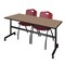 Regency Kobe Flip-Top Training Nesting Table W/ 2 M Stack Chairs, 72 in W, 30 in L, Noble Oak MKFT7230NO47BY - alternate 1