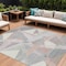 Homeroots 10' X 14' Blush Ivory And Gray Geometric Washable Indoor Outdoor Area Rug 616693 - alternate 1