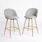 Homeroots Set of Two 27" Gray and Oak Fabric and Metal Low Back Counter Height Swivel Bar Chairs, 2PK 719346 - alternate 6