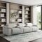 Homeroots 134" Light Gray Italian Leather Reclining Metal USB Sofa 720297 - alternate 8