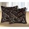 Homeroots Set of Two 18" Chocolate and Gold Chevron Cowhide Throw Pillows with Glitter, 2PK 544585 - alternate 1