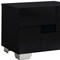 Homeroots 18" Black Wood And Mirrored Glass Two Drawer Nightstand 329643 - alternate 4