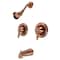 Kingston Brass Double-Handle Pressure Balanced Tub and Shower Faucet, Antique Copper KB666ALAC - alternate 1