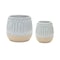 Homeroots Set of Two Beige and White Ribbed Round Porcelain Table Vase, 2PK 516252 - alternate 1