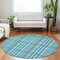 Homeroots 8' Teal Blue Ivory And Brown Round Plaid Washable Indoor Outdoor Area Rug 601520 - alternate 6