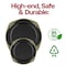 Smarty Had A Party Black with Gold Fancy Round Disposable Plastic Dinnerware Value Set, 240PK 8880-BGVP-CASE - alternate 8