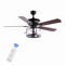 Jonathan Y Braxton 52" 4-Light Farmhouse Industrial Iron Drum Shade LED Ceiling Fan With Remote, Black/Clear JYL9620A - alternate 1