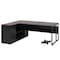 Kioottoo 71'' L-Shaped Rustic Brown & Black Executive Desk with Storage Cabinet & Shelves TB-YS0120-AB - alternate 6