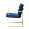 Homeroots Set of Two Tufted Navy Blue and Gold Upholstered Velvet Dining Arm Chairs 543520 - alternate 6