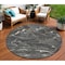 Homeroots 8' Black Ivory And Gold Round Abstract Washable Indoor Outdoor Area Rug 601034 - alternate 1
