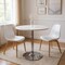 Homeroots 36" White and Silver Wood and Metal Pedestal Base Round Top Dining Table 555182 - alternate 4
