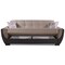 Homeroots 93" Sand And Brown Chenille And Faux Leather Sleeper Sofa And Toss Pillows With Brown Legs 607162 - alternate 6