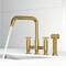 Vigo Cass Two-Handle Widespread Bridge Kitchen Faucet with Side Sprayer in Matte Brushed Gold VG02051MG - alternate 7