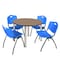 Regency Round Kee Breakroom Table W/ 4 M Stack Chairs, 48 in W, 48 in L, Noble Oak TB48RNDNOBPCM47BE - alternate 1