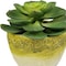 Homeroots 4" Green Succulent Artificial Succulent in a White And Yellow Pot 526889 - alternate 4