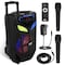 Pyle Pyle Portable Bluetooth PA Speaker, 600W, 10 in Indoor/Outdoor BT Speaker, 2 Wireless Mics, Party Lights PPHP101WMB - alternate 1