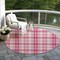 Homeroots 8' Blush Ivory And Copper Round Plaid Washable Indoor Outdoor Area Rug 597089 - alternate 5