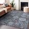 Homeroots 9' X 12' Chocolate And Aqua Damask Washable Indoor Outdoor Area Rug 603735 - alternate 4