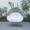 Leisuremod Mendoza Light Grey Wicker Hanging 2 person Egg Swing Chair with White Cushions MSCLGR-53W - alternate 5